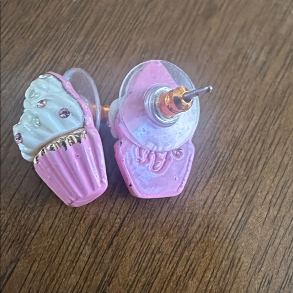 Betsey Johnson Pink and Cream Cupcake Earrings - Picture 3 of 6